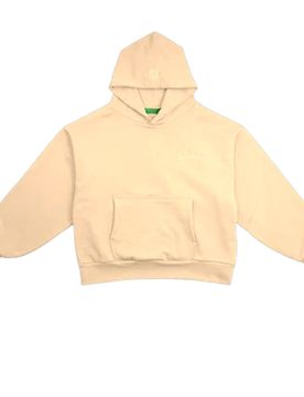 Felpa double layer hoodie with double embroidery - sand