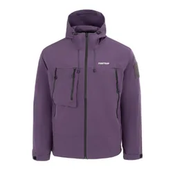 Mens Windproof Hooded Long Sleeve Windbreaker In Purple - Size Small