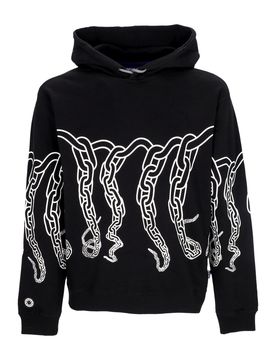 Felpa Leggera Cappuccio Uomo Chain Hoodie Black