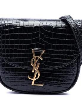 Small Croc Embossed Monogram Kaia Crossbody - Saint Laurent - FashionsVida