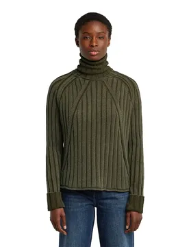 Maglione A Collo Alto Washed Loose Fit Dark Olive Gd S