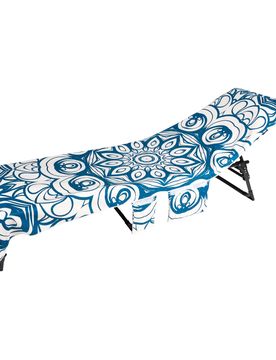 Strandliegen-Auflage "Ornament" tuerkis weiss