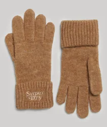 Superdry Damen Gerippte Strickhandschuhe Braun - Größe: One Größe