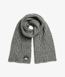 Superdry Damen Cable Luxe Strickschal Grau - Größe: 1Größe