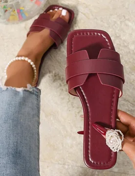 Sandalias planas tipo slip-on de punta abierta, moda casual nueva para primavera/verano, cómodas zapatillas planas para mujer, esencial para vacacion - Shein - FashionsVida