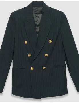 Blazer de mujer a rayas con botones de metal - IKKS - FashionsVida