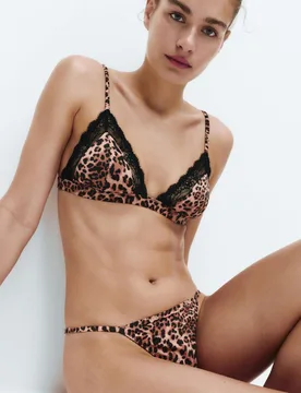 Clara Papertouch Leopard Print Tanga Thong Medium Peach female - M&S - FashionsVida