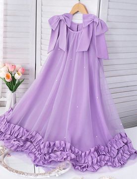 Vestido de tul azul con perlas para niñas pequeñas, adecuado para uso diario, hecho de tela de gasa azul claro, decorado con acentos de perlas y dob