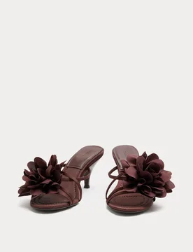 Corsage Stiletto Heel Mules Chocolate female - M&S - FashionsVida