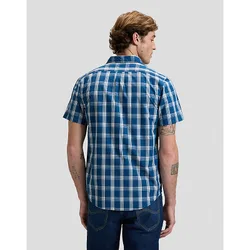 Regular Short Sve Button Down Shirt Deep Sea Plaid Größe M male