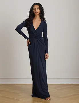 Vestido largo con nudo en la cintura - Lauren Ralph Lauren - FashionsVida