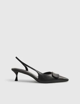 Kitten Heel Pointed Slingback Shoes Black female - River Island - FashionsVida