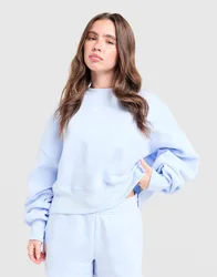 Womens Felpa Crop Phoenix Crew Oversize - Blu, blu blu Donna taglia XL