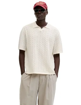 Polo à Manches Courtes Tyler Knit Sea Salt 2XL - Jack & jones - FashionsVida