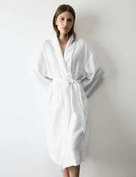 Pure Cotton Muslin Dressing Gown White female