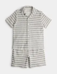 Piece Cotton Rich Textured Striped Outfit (2-10 Yrs) Neutral male