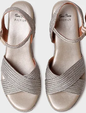 Alpargatas de cuña de mujer de tejido metalizado - Toni Pons - FashionsVida