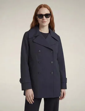 Trench corto blu con chiusura doppiopetto e martingala sul retro - Save the Duck - FashionsVida