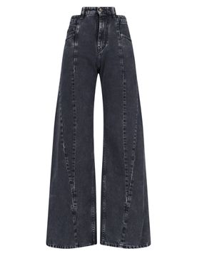 Deconstructed Paint Effect Cotton Trousers for Women