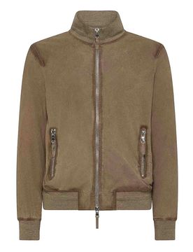 Giacca In Pelle Scamosciata Con Chiusura Zip