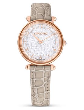 Orologio Crystalline wonder, Fabbricato in Svizzera, Cinturino in pelle, Beige, Finitura in tono oro rosa OS