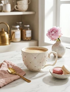 Tazza in ceramica con zirconi - bianco