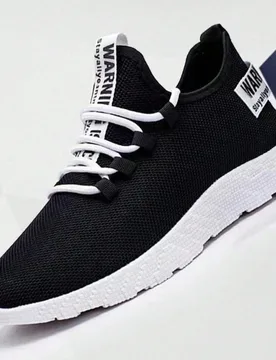 Par de zapatillas de running ligeras y elásticas, transpirables, para hombres, con cordones decorativos con hebilla y patrón de tira lateral aleator - Shein - FashionsVida