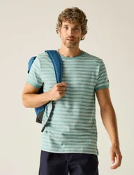 Benlin Pure Cotton Striped T-Shirt Green male