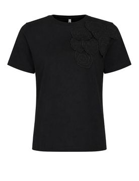 T-Shirt Chad In Cotone Con Ricamo Fiore