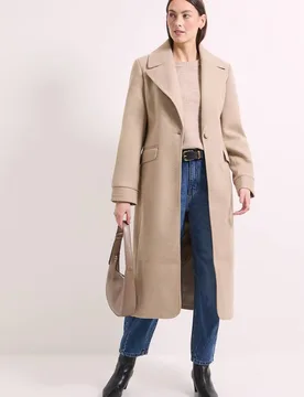 Principles by Wallis Single Button Twill Coat - Taupe - Size: 16 - Debenhams - FashionsVida