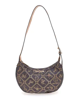 Borsa a spalla marrone stampa logo R-335 - GIULIA PIERALLI - FashionsVida