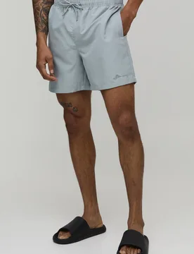 Herren Mittellange BM Autograph Badeshorts Grey Größe 4XL - boohooMAN - FashionsVida