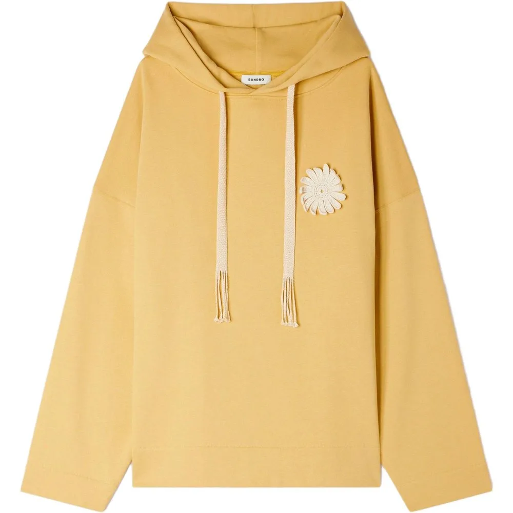 Sudadera con capucha de hombre de algodón oversize con flor de ganchillo - sandro - FashionsVida