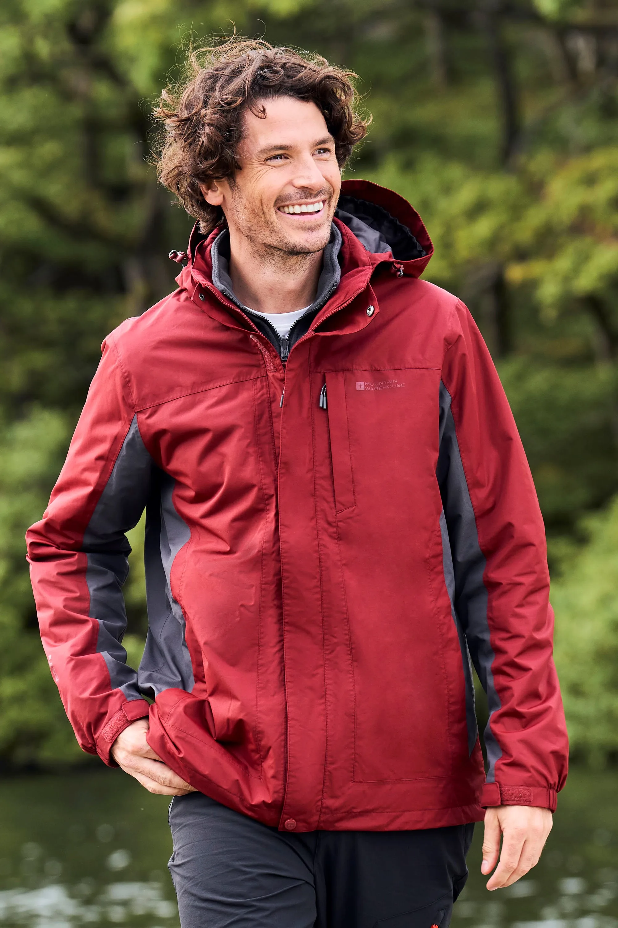 Thunderstorm Mens 3 in 1 Waterproof Jacket - Red - Red - Size: M - Mountain Warehouse - FashionsVida