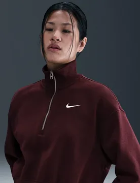 Sportswear Phoenix 1/4-Zip Cropped Damen Sweatshirt, rot US: S - Nike - FashionsVida