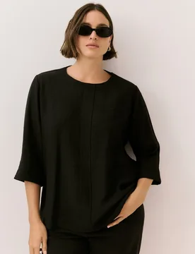 Top liso de manga francesa de mujer - Couchel - FashionsVida