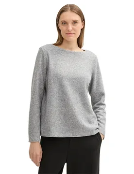 Felpa 103168 Cosy Rib Medium Silver Grey Melange S - Tom tailor - FashionsVida