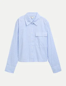 Hemdbluse im Boxy-Fit Blau M - Tom Tailor Denim - FashionsVida