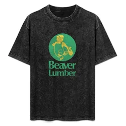 Beaver Lumber Distressed T-Shirt Modern Print Casual T-Shirt