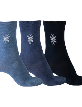 Komfort-Herrensocken mit Motiv, 3 Paar blau 43 - PantherSocks - FashionsVida