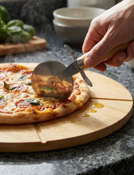 Tagliere per pizza con coltello - beige