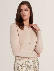 Knitted Crew Neck Cardigan Natural female