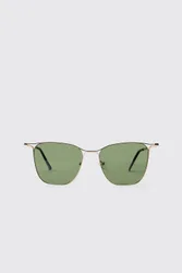 Herren Quadratische Getönte Sonnenbrille Gold