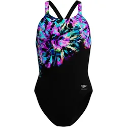 Female Placement Printed Powerback Swimsuit Glitchy Garden / Black UK 38 Women