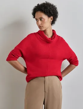 Shirt in Strick-Optik female Rot
