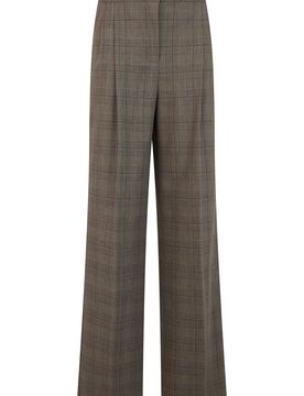 Checkered Wide-Leg Trousers with Elastic Waist
