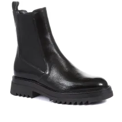 Womens Denno Chunky Chelsea Boots - Black Leather - Size Uk 8