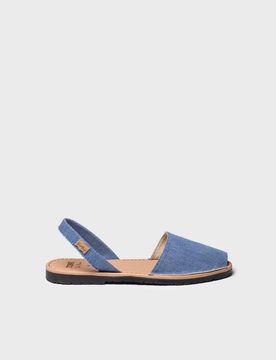 Abarca de hombre en denim con planta de piel | GRAU-TX