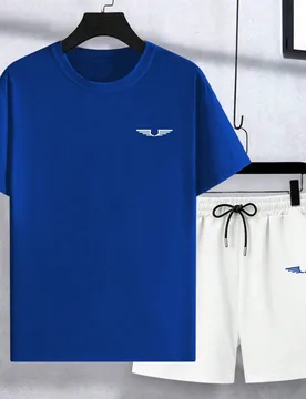 Conjunto de 2 piezas de camiseta de manga corta y pantalones cortos de unicolor minimalista para hombre - Shein - FashionsVida