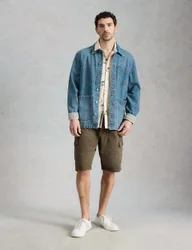 Regular Fit Pure Cotton Cargo Shorts Green male